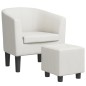 vidaXL Sillón con taburete cuero sintético blanco vidaXL Sillón con taburete cuero sintético blanco