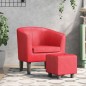 vidaXL Sillón con taburete cuero sintético rojo vidaXL Sillón con taburete cuero sintético rojo