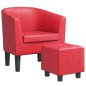 vidaXL Sillón con taburete cuero sintético rojo vidaXL Sillón con taburete cuero sintético rojo