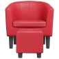 vidaXL Sillón con taburete cuero sintético rojo vidaXL Sillón con taburete cuero sintético rojo