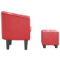 vidaXL Sillón con taburete cuero sintético rojo vidaXL Sillón con taburete cuero sintético rojo