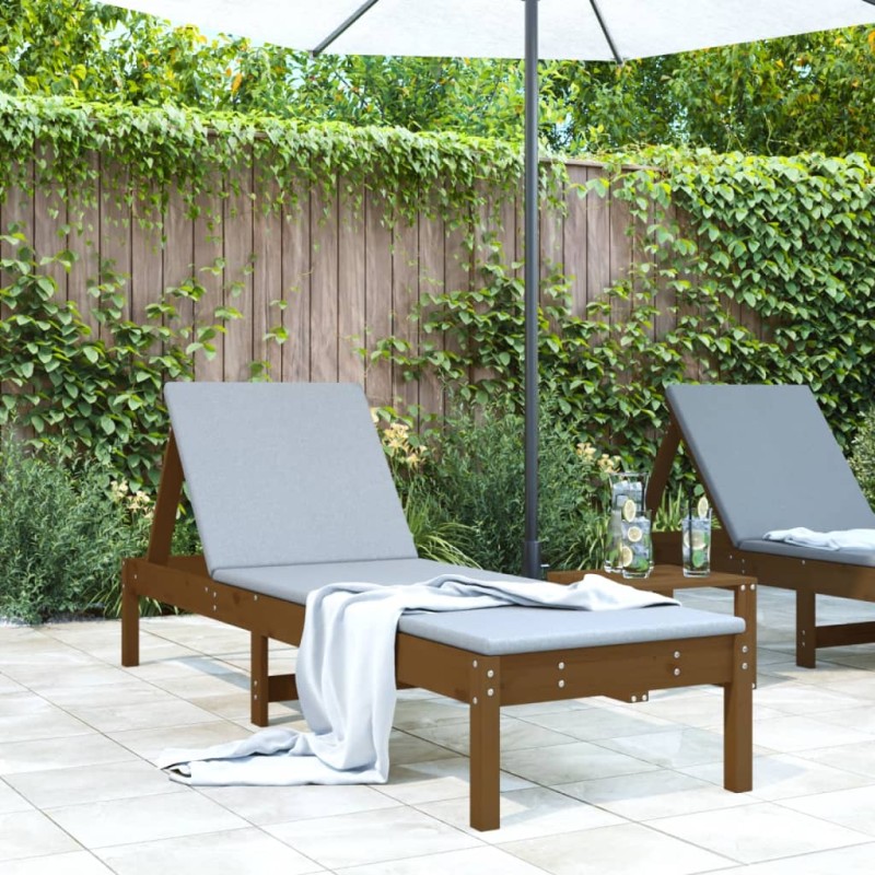 vidaXL Tumbona de madera maciza de pino marrón miel 199,5x60x74 cm vidaXL Tumbona de madera maciza de pino marrón miel 199,5x60x74 cm