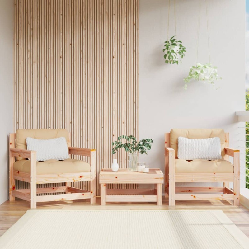 vidaXL Sillones de jardín 2 unidades madera maciza de pino