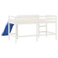 vidaXL Cama alta de niños con tobogán madera maciza blanca 90x200 cm