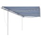 vidaXL Toldo retráctil automático con postes azul y blanco 6x3 m vidaXL Toldo retráctil automático con postes azul y blanco 6x3 m