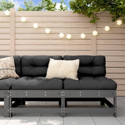 vidaXL Sofás centrales de jardín 2 uds madera maciza de pino gris
