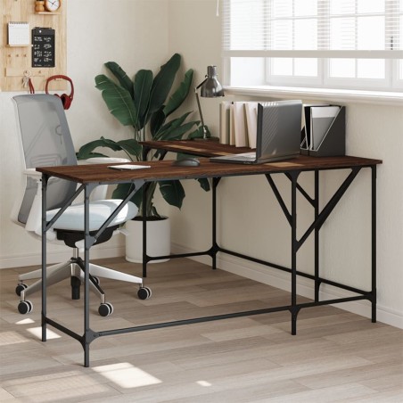 vidaXL Escritorio madera de ingeniería roble marrón 149x149x75 cm