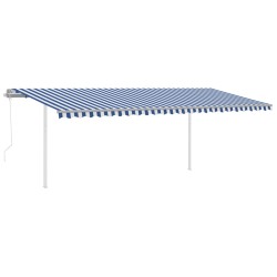 vidaXL Toldo retráctil automático con postes azul y blanco 6x3 m