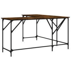 vidaXL Escritorio madera de ingeniería roble ahumado 149x149x75 cm
