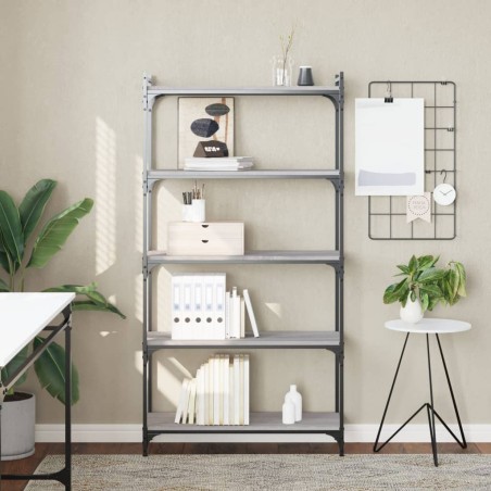 vidaXL Librería 5 estantes madera ingeniería gris Sonoma 80x30x154 cm