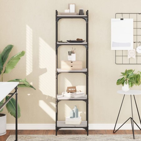 vidaXL Librería 5 estantes madera ingeniería gris Sonoma 40x30x154 cm