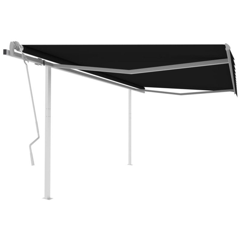 vidaXL Toldo manual retráctil con postes gris antracita 4x3,5 m vidaXL Toldo manual retráctil con postes gris antracita 4x3,5 m