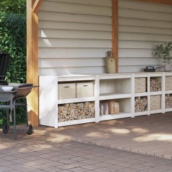 vidaXL Muebles de cocina de exterior 2 pzas madera maciza pino blanco