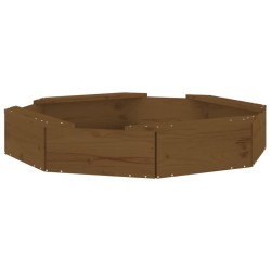 vidaXL Arenero con asientos octógono madera maciza de pino marrón miel