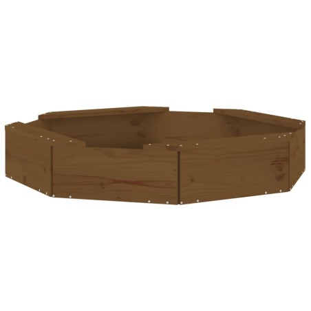 vidaXL Arenero con asientos octógono madera maciza de pino marrón miel