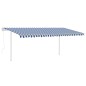 vidaXL Toldo automático LED sensor de viento azul y blanco 5x3,5 m