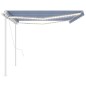 vidaXL Toldo automático LED sensor de viento azul y blanco 5x3,5 m