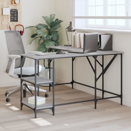 vidaXL Escritorio madera de ingeniería gris Sonoma 139x139x75 cm
