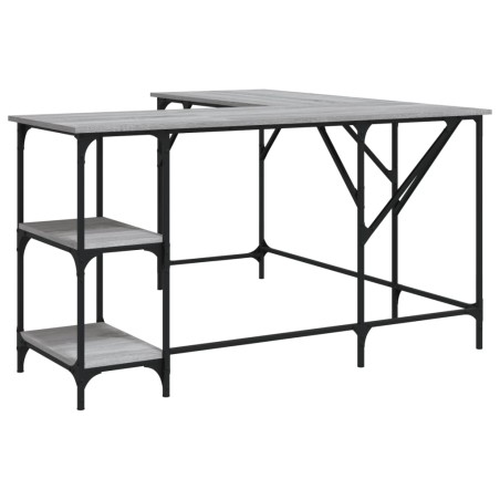vidaXL Escritorio madera de ingeniería gris Sonoma 139x139x75 cm