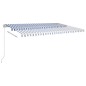 vidaXL Toldo automático LED sensor de viento azul y blanco 5x3,5 m