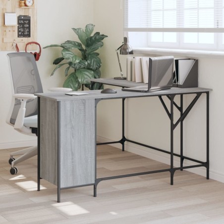 vidaXL Escritorio madera de ingeniería gris Sonoma 141x141x75 cm