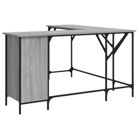 vidaXL Escritorio madera de ingeniería gris Sonoma 141x141x75 cm