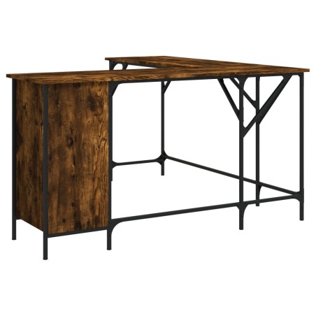 vidaXL Escritorio madera de ingeniería roble ahumado 141x141x75 cm