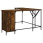 vidaXL Escritorio madera de ingeniería roble ahumado 141x141x75 cm