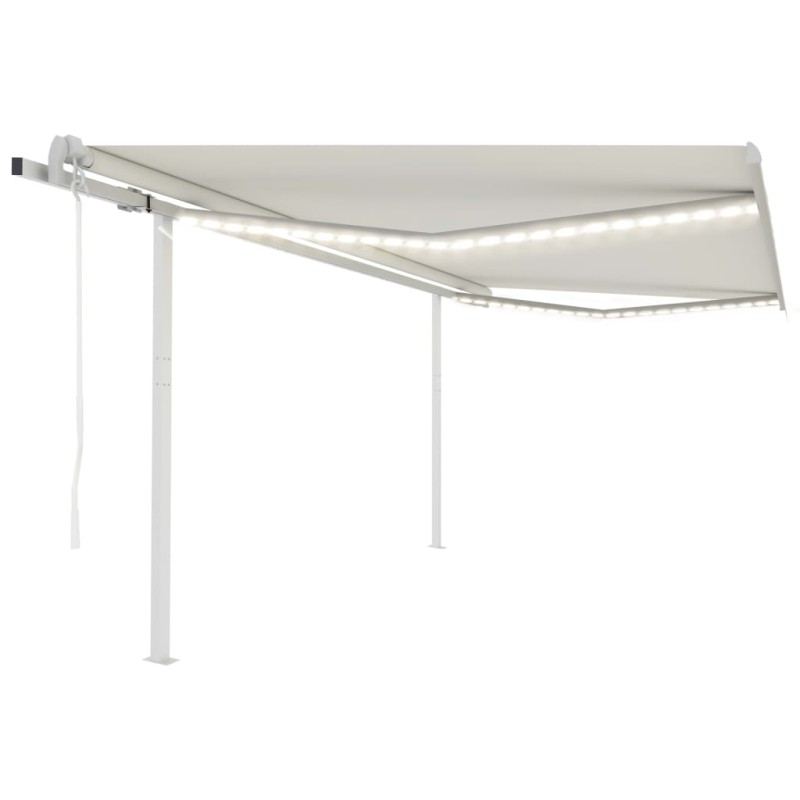 vidaXL Toldo automático con LED y sensor de viento crema 4,5x3,5 m vidaXL Toldo automático con LED y sensor de viento crema 4,5x3,5 m