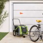 vidaXL Remolque de bicicleta mascotas hierro tela Oxford verde gris vidaXL Remolque de bicicleta mascotas hierro tela Oxford verde gris