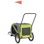 vidaXL Remolque de bicicleta mascotas hierro tela Oxford verde gris vidaXL Remolque de bicicleta mascotas hierro tela Oxford verde gris