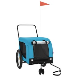 vidaXL Remolque de bicicleta mascotas hierro tela Oxford azul negro