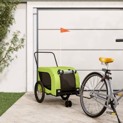 vidaXL Remolque de bicicleta mascotas hierro tela Oxford verde negro