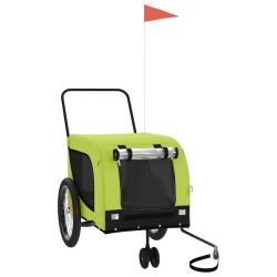 vidaXL Remolque de bicicleta mascotas hierro tela Oxford verde negro