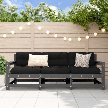 vidaXL Juego de muebles de jardín 3 pzas madera maciza de pino gris