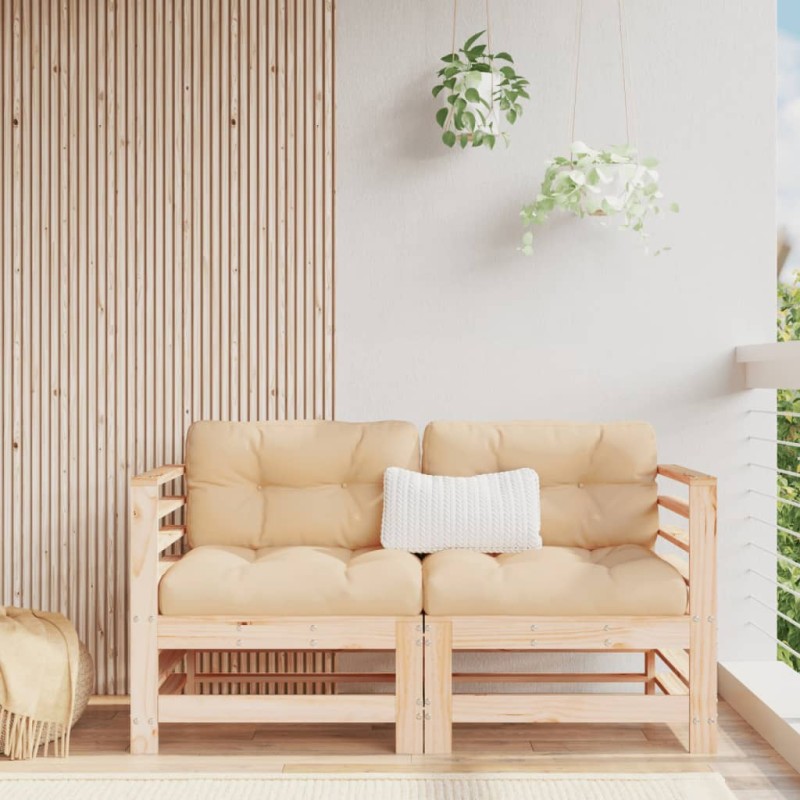 vidaXL Sofás de esquina de jardín 2 uds madera maciza de pino