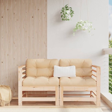 vidaXL Sofás de esquina de jardín 2 uds madera maciza de pino