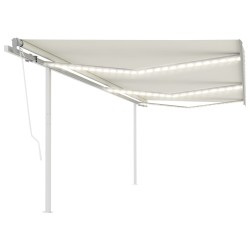 vidaXL Toldo automático LED sensor de viento crema 6x3,5 m