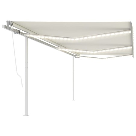 vidaXL Toldo automático LED sensor de viento crema 6x3,5 m