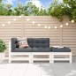 vidaXL Juego de muebles de jardín 3 pzas madera maciza de pino blanco vidaXL Juego de muebles de jardín 3 pzas madera maciza de pino blanco