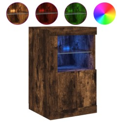 vidaXL Aparador con luces LED madera de ingeniería roble ahumado