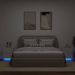 vidaXL Mesitas de noche con luces LED 2 uds madera ingeniería blanca