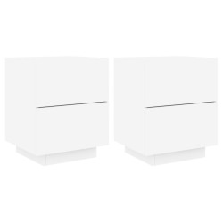 vidaXL Mesitas de noche con luces LED 2 uds madera ingeniería blanca