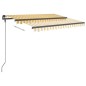 vidaXL Toldo automático retráctil con postes amarillo y blanco 3x2,5 m vidaXL Toldo automático retráctil con postes amarillo y blanco 3x2,5 m