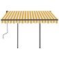 vidaXL Toldo automático retráctil con postes amarillo y blanco 3x2,5 m vidaXL Toldo automático retráctil con postes amarillo y blanco 3x2,5 m