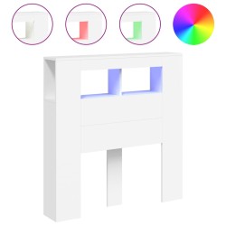 vidaXL Cabecero con LED madera de ingeniería blanco 100x18,5x103,5 cm