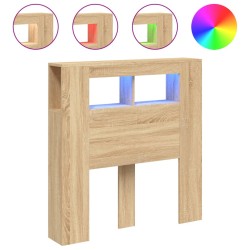 vidaXL Cabecero LED madera ingeniería roble Sonoma 100x18,5x103,5 cm
