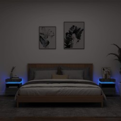 vidaXL Mesitas de noche con luces LED 2 uds gris Sonoma 40x39x48,5 cm