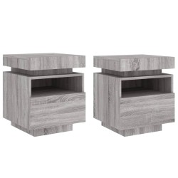 vidaXL Mesitas de noche con luces LED 2 uds gris Sonoma 40x39x48,5 cm