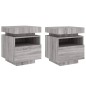 vidaXL Mesitas de noche con luces LED 2 uds gris Sonoma 40x39x48,5 cm